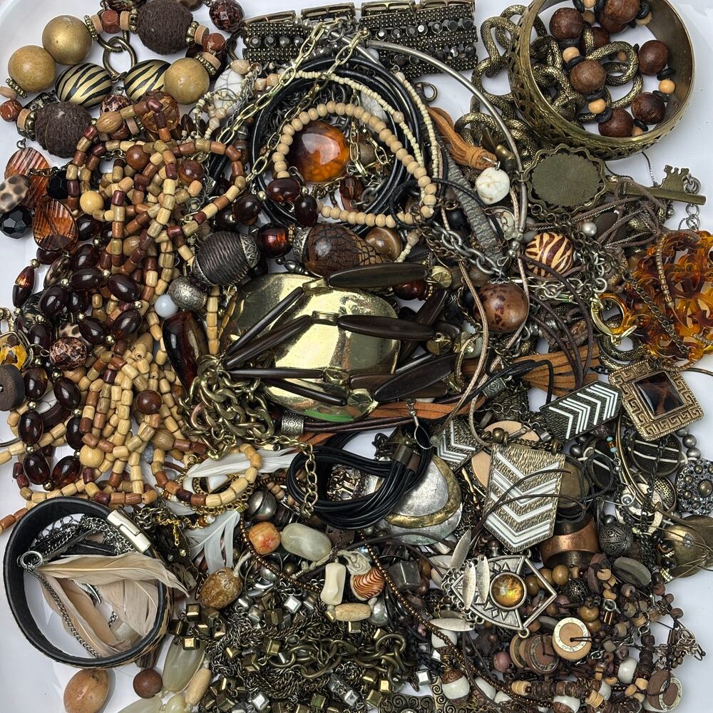 Curated Craft Jewelry Lot - 3 lbs Safari Brown Earthy Bronze Tone